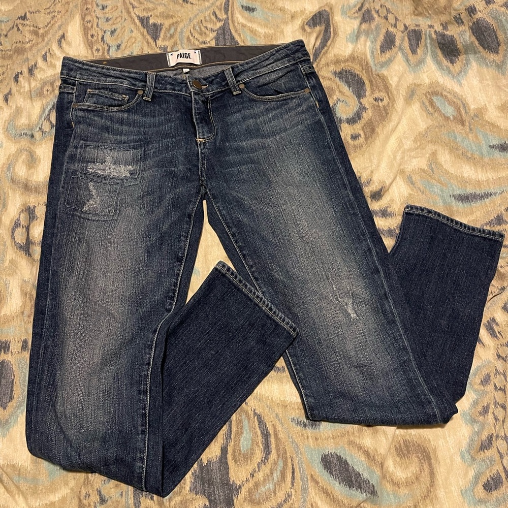 PAIGE Blue Straight Leg Jeans Classic Denim Style
